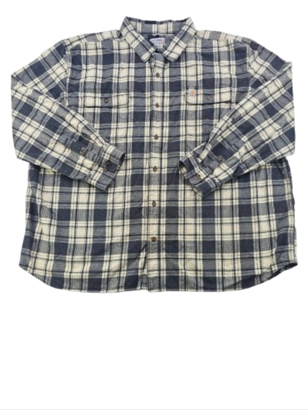 Carhartt Original Fit Plaid Flannel Mens 4XL‎ Grey Cream Button Up Heavy Duty